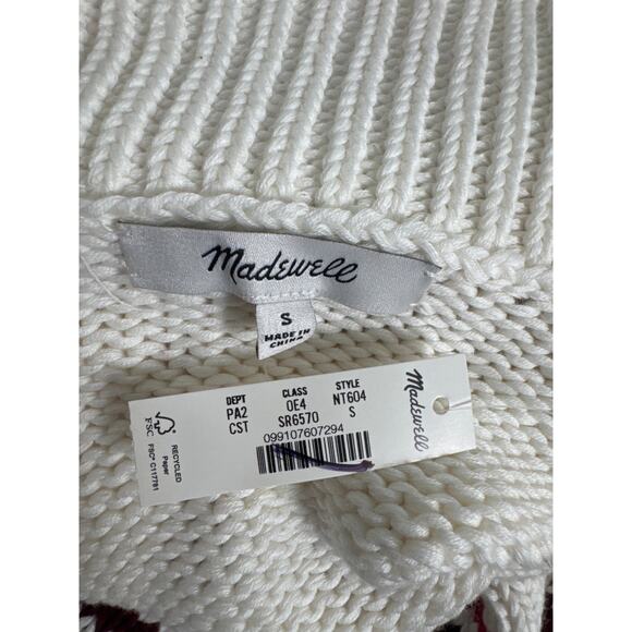 NWT Madewell Ribbed Cotton Turtleneck Sweater Cabernet Stripe NT604 Size S - Picture 6 of 11